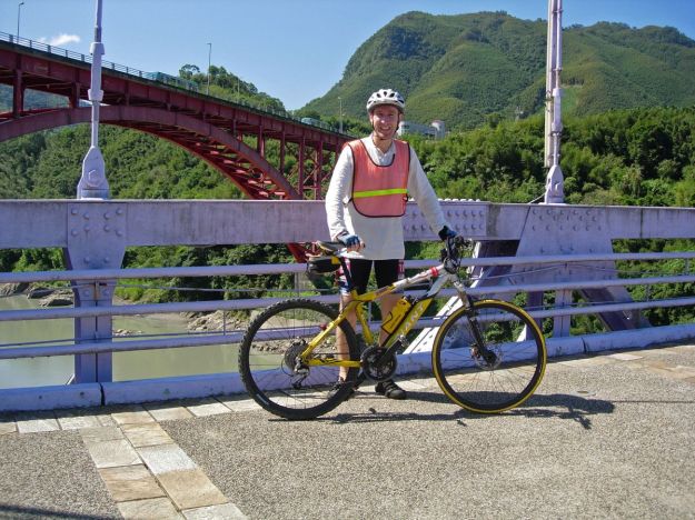 David on the Luofu Bridge while cycling the Northern Cross Island Highway