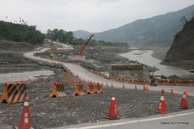 Post-typhoon roadworks in Kaohsiung County